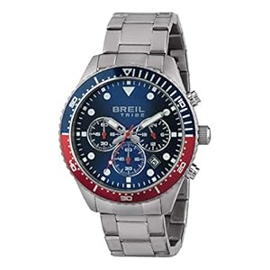 BREIL – Polshorloge SAIL Collectie EW0443 – Herenhorloge met Analoge Blauwe en Rode Wijzerplaat – PE902 SUNON Uurwerk – Quartz – Horlogeband in Staal