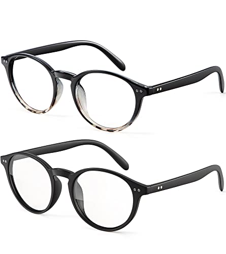 Image of Womens Round Blue Light Blocking Glasses Anti Eye Strain Glasses Clear Lens Computer Eyeglasses with Filter UV Light