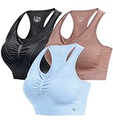 BROKIG 4-Able Lift Contour Sports Bra for Women, Wirefree Seamless Padded Medium Support Workout ...