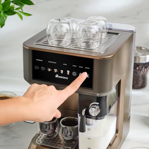 KARACA MyCaffe Barista S10 Espresso, Latte & Cappuccino Coffee Machine with Integrated Milk Tank, 1,8L, 1350W, Touch Control Panel, 15 Bar Pump Pressure, Hot Milk Function, Walnut Brown - Image 4