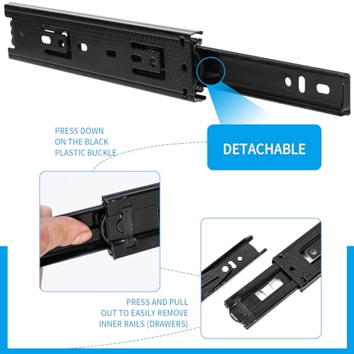 2 works Soft Close Drawer Runners, 200mm Heavy Duty Draw Runners, Drawer Slides Rails - Image 3