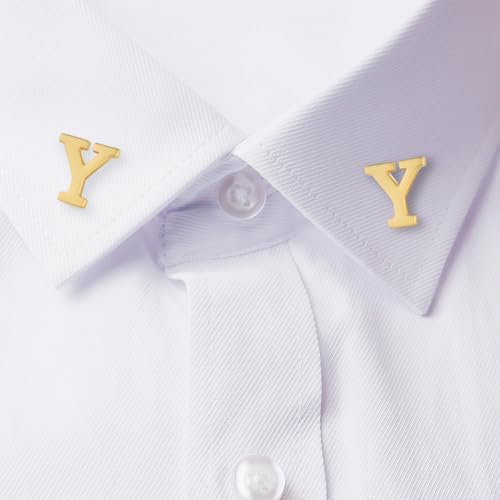 Image of HONEY BEAR Mens Womens Initial Alphabet Letter Lapel Pins Collar Badge Brooches for Business Wedding Graduation Gift Matte Gold 0.59 inches