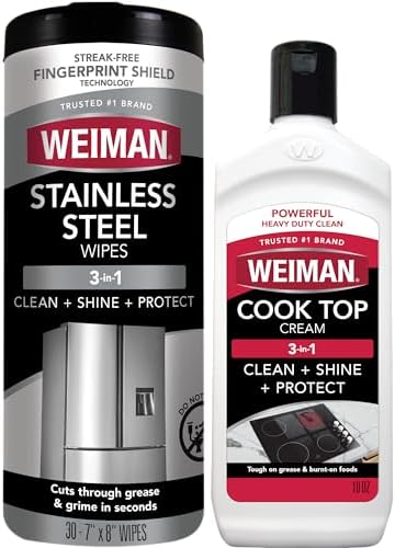 Weiman Heavy Duty Cooktop Polish & Stainless Steel Wipes - Powerf...