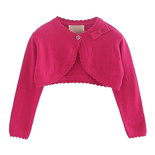 Toddler Baby Girls Long Sleeve Bolero Cardigan Knitted Shru𝐠 Button Closure Lace Cropped Sweaters Tops Outwear