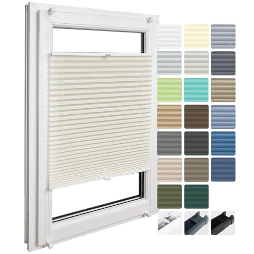 Home-Vision Plissé sans perçage sur mesure Klemmfix – Collection Premium 20 Couleurs de Tissu standard et nid d’abeille 3 Couleurs de Profil – Largeur...