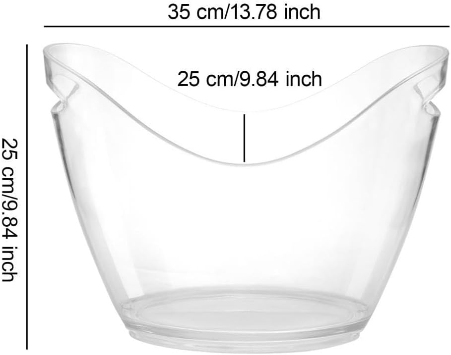 & Champagne Ice Bucket Bottle Storage Chiller Supplies 4L/8L, Clear, 8L