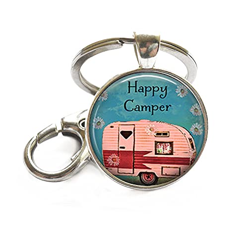 Happy Camper Keychain, Happy Camper Keychain, Happy Camper Jewelry, Camping Trip, Camping Keychain Keychain Key fob