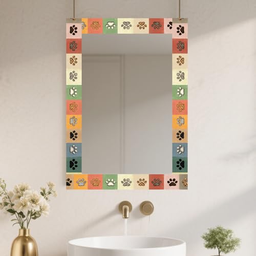 Image of Nuxovilar Colorful Paw Print Peel Stick Wall Border PVC 3.94x16.4'