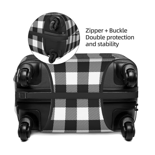 Travel Luggage Cover Protector - Black White Plaid Anti-Scratch Suitcase Covers Fits 18-32 Inch Luggage4