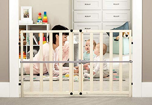 Image of Regalo Easy Fit Wooden Decor Adjustable 42-Inch Extra Wide Baby Gate, Natural Wood