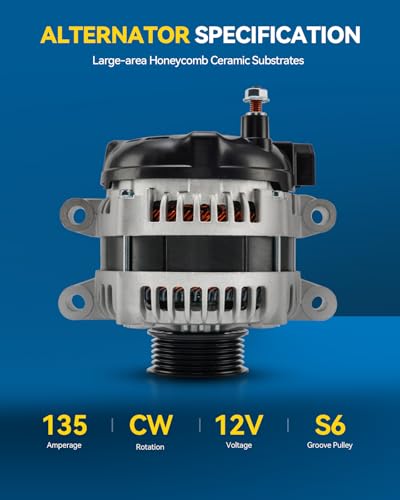 Image of PHILTOP Alternator Compatible with 2006-2009 Impala 5.3L 2005-2008 Grand Prix 5.3L 2006-2007 Monte Carlo 5.3L 2008-2009 LaCrosse 5.3L, 135 Amp Alternator Replace 11179N 1033 210-0573 94745 AL8835X