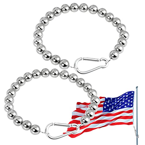Elesunory 2 Pieces Flagpole Beaded Retainer Rings, Beaded Ring for Internal Halyard System, Flag Pole Retainer Ring with Clip for Bottom of Flag to Keep Flag Close to Pole