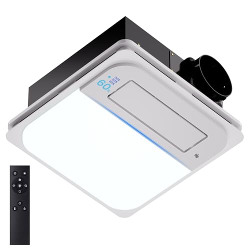 Top 10 Picks for the Best Bathroom Fan with Humidity Sensor 6 Oeukas Bathroom Exhaust Fan with Humidity Sensor, Light and Heater - 190 CFM Quiet 1.0 Sone Vent Fan, 1800W Heat, 1500LM LED, Remote Control, Easy Install UL Certified