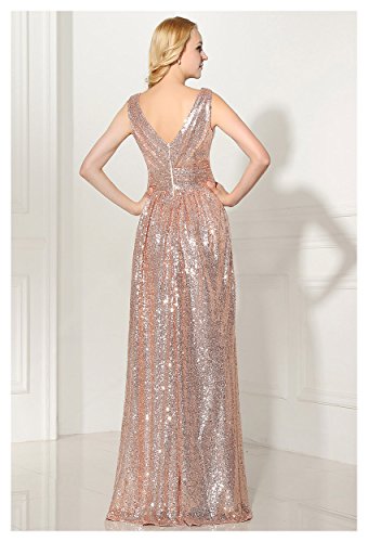 Belle House Rose Gold Sequins V Neck Prom Dress Long Evening Gown Sd349 #TOP3