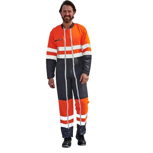 Hurry Jump Combinaison Espace Vert Voirie Mairie Haute visibilite Homme Cote de Travail Haute visibilite en 20471 Gris/Orange T4 : 48/50