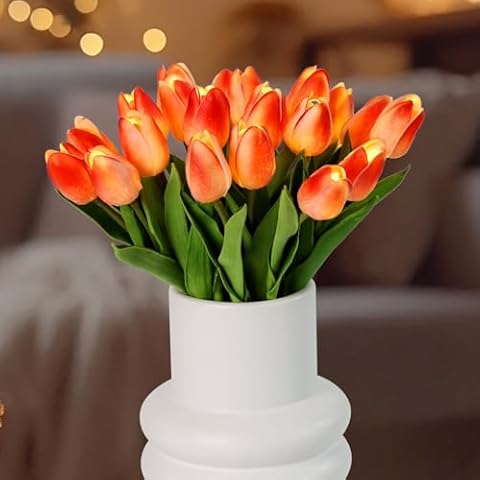 HOMESEASONS Light Up Artificial Tulip Bouquet Tulip Lamp Artificial Flower Lamp Faux Tulip Night Light LED Tulip Bouquet for Festival Home Kitchen Wedding Decor(Pink) Cover
