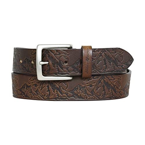 Ceinture en cuir gravé Eddie Bauer marron taille L accessoire homme en peau