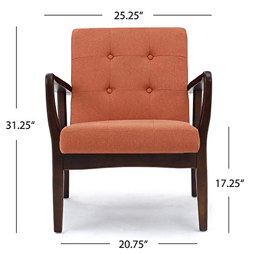 Image of APRODZ Orange Fabric Mid Century Modern Club Chair