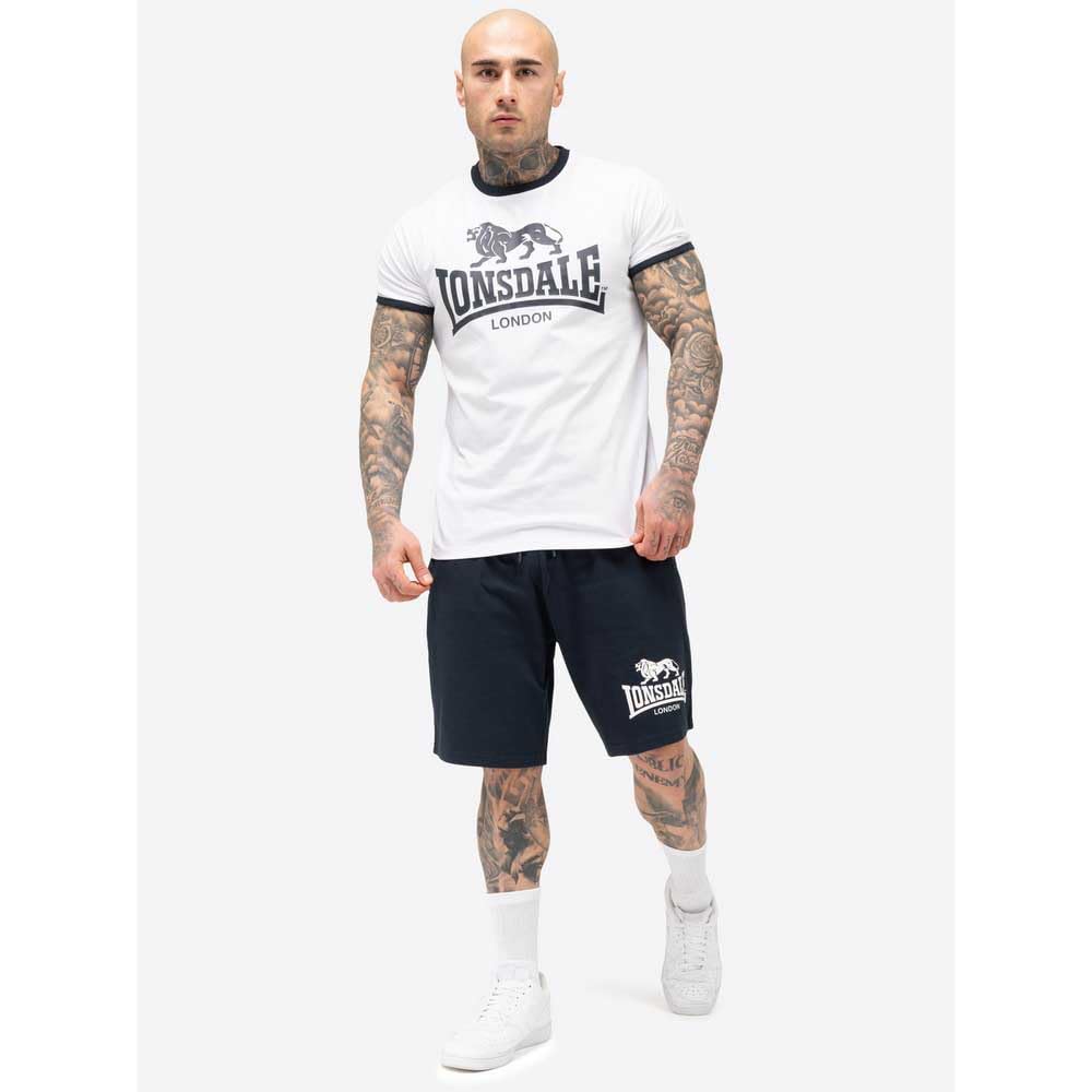 Lonsdale Męski zestaw t-shirtów i szortów, normalny krój, MAIST, biały/granatowy, XXL