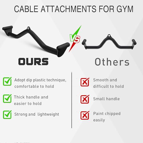 Image of BLUSLM Lat Pull Down Bar T bar Row Attachment, V Bar Tricep Lat Pulldown Attachments, Back Strength Training Bar for Home Gym Exercise Cable Machine Attachments