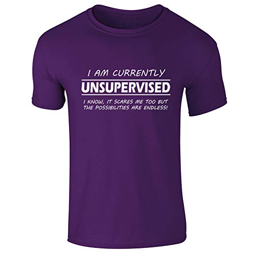 Camiseta con Texto en inglés I I'm Currently Unsupervised Possibilities Are Endless Funny Slogan - Tallas para Hombre y Mujer Morado Morado (40-42