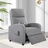 NATURE MATURE Recliner Chair, Fabric Home Theater Seating with Lumbar Support, Massage Living Room Reclining Single Sofa Chair, Gray
