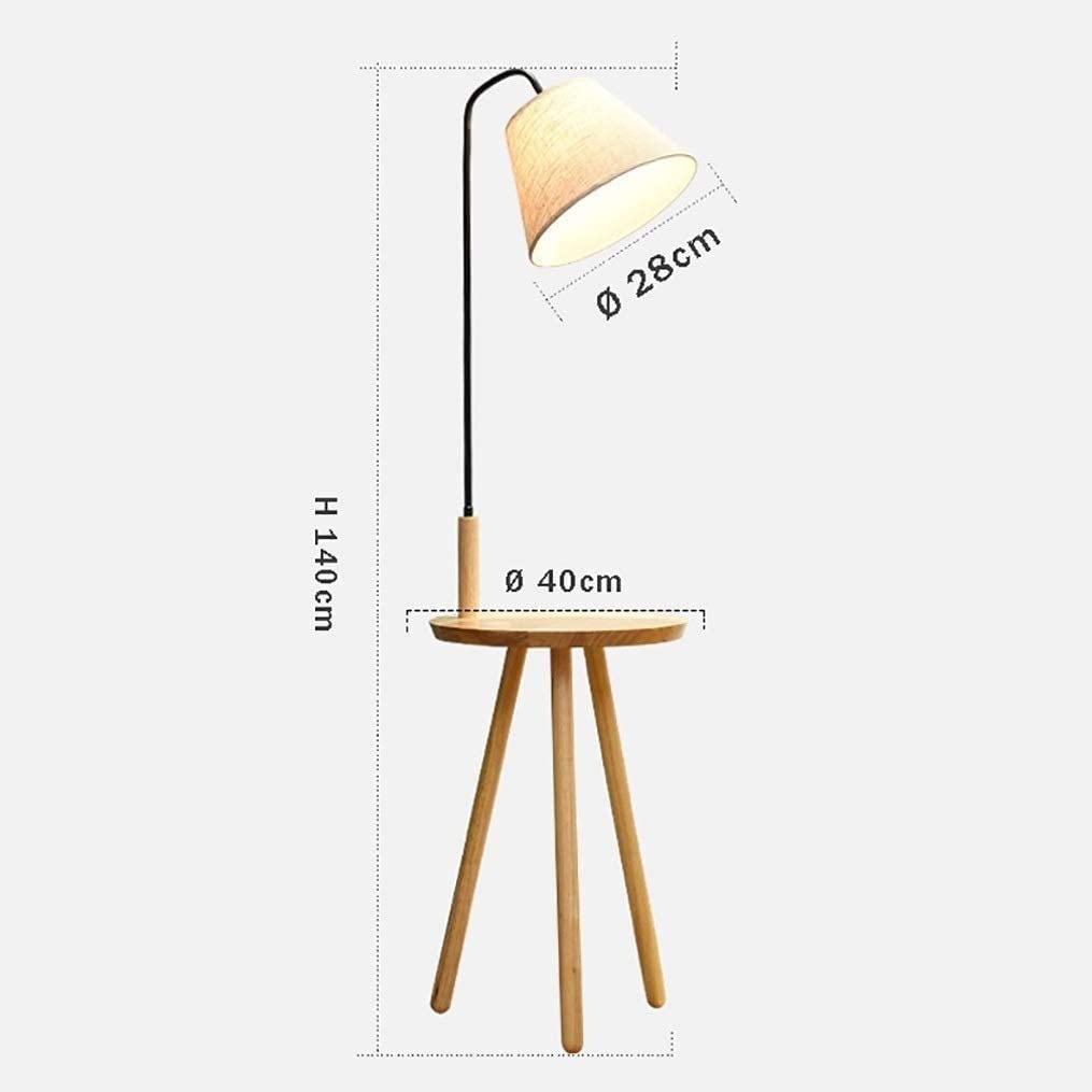 Standing Lamps Lampa Podłogowa Z Półką Nowoczesne Lampy Stojące Drewniana Podstawa Statywu I Abażur Tkaniny E27 Do Czytania Stojąca Podłogowa Salonu(Black,Foot switch)