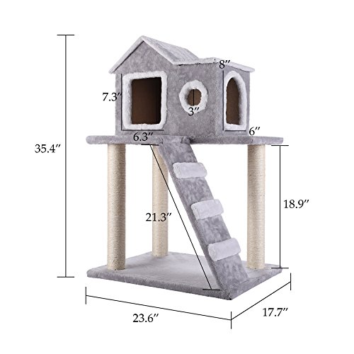 CO-Z Cat Tree Condo Tower with Ladder and Scratching Posts Kitty Trees House Bed Furniture for Kittens