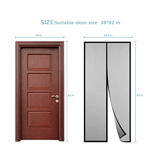 Magnetic Mesh Screen Door Curtain 39X83In Easy To Install Durables Magnetic Door Curtain Prevents Dust From Entering Black #TOP1