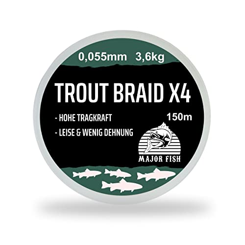 Major Fish Trout Braid 4 Fach geflochtene Schnur Forelle Ultralight 150 Meter 0.055-3,6 kg - Moos Green
