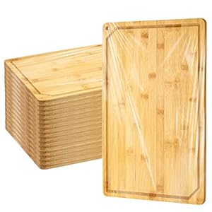 Eaasty 12 Set Extra Large Plain Cutting Board Bulk Heavy Duty Wood Cutting Boards Set with Juice Groove for Kitchen Wedding Housewarming Crafts Gifts, Pre Oiled (18″ x 12″,Bamboo)