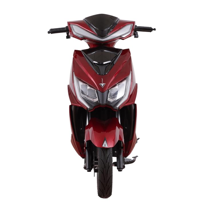 Image of MIOOX 48V 30AH Electric Scooter with 120-140 km Range, 45 km /h Speed, Disc & Drum Brakes, LED Headlight, Comfortable Seat, Non-RTO, 3-Year Battery Warranty (Red)