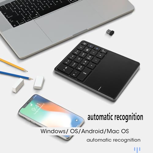 Kabelloser Nummernblock mit Touchpad, Bluetooth-Nummernblock für Laptop, 22 Tasten Wireless BT Dual Mode Numeric Keypad, 2.4G 2 in 1 Portable Financial Accounting Number Keyboard (Grau)