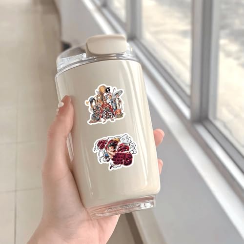 Image of 50+PCS Anime One Piece Stickers - Waterproof Vinyl Stickers for Laptop, Phone, Luggage & More | Luffy, Zoro, Straw Hat Pirates & Anime Fans