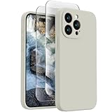FireNova Designed for iPhone 15 Pro Max Case, Silicone Upgraded [Camera Protection] Phone Case with [2 Screen Protectors], Soft Anti-Scratch Microfiber Lining Inside, 6.7 inch, Stone
