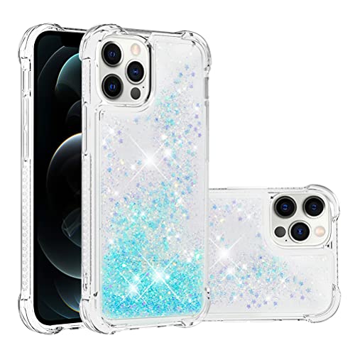 Compatible avec iPhone 12 Custodia Liquido Cases Brillantini Glitter Floating Trasparente Antiurto Protettivo Phone Cover per 12 Pro Star YBWTLS. silicone tpu blu