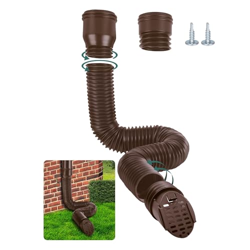 GartOasis Rallonge Gouttiere Flexible, Extension de Gouttière Ronde pour 80/100 mm Descente avec...