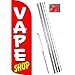 VAPE SHOP (Red/White) Windless Feather Banner Flag Kit (Flag, Pole, & Ground Mt)