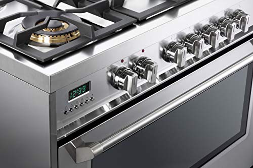 Verona VDFSGE365SS 5.0 Cu. Ft 36 Inch Dual Fuel Range Oven 2 Convection Fans 5 Sealed Brass Burners Stainless Steel thumb #1
