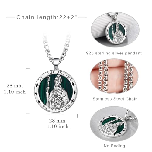 Saint Augustine Necklace 925 Sterling Silver St Augustine Pendant Necklace for Men Women Religious Gifts Religious Necklace4