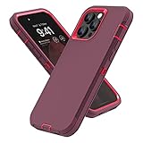 Sansunto Designed for iPhone 14 Pro Max Case, Heavy Duty Shockproof Full Body Protection 3 in 1 Silicone Rubber & Hard PC Rugged Durable Phone Cover for 14 Pro Max 6.7 Inch. (WineFushcia)