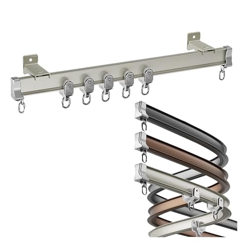 Flexible Bendable Curtain Rod Track System for Camper Van Wall, Hospital/Gazebo/Bedroom/Office Room Dividers Curtain Rail Gliders Set, 3ft 4ft 7ft 8ft 9ft 10ft 12ft 16ft Custom, Cuttable Aluminum(Whit