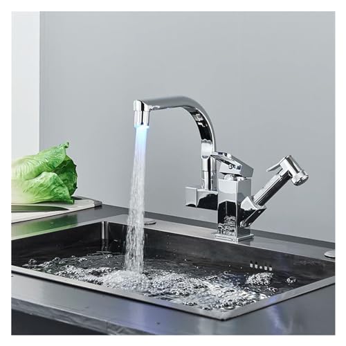 Robinet de cuisine flexible mitigeur noir et chrome à tirette - 2