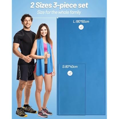 GZXYA Mikrofaser Handtuch 3er-Set (180 x 60 cm großes Badetuch + 2 Stück 80x40 cm kleines Towels), Schnelltrocknendes Microfaser Handtücher für Fitness Handtuch Sport (Sea Blue 180 * 60+80 * 40 * 2) – Bild 3