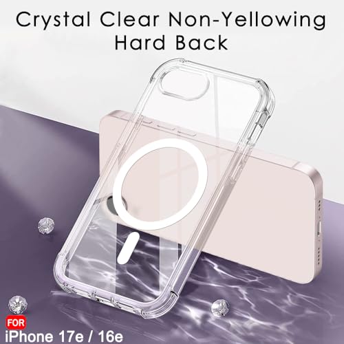 Image of TheGiftKart for iPhone 16e / iPhone 17e Case, Shockproof Clear Back Cover Compatible with MagSafe, Camera & Screen Protection, 360 Degree Protection Design Back Cover Case (PC & TPU, Transparent)