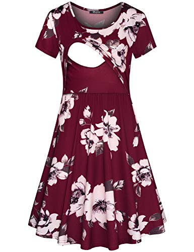 Image of Quinee Women's Floral Short Sleeve Summer Maternity Nursing Breastfeeding Dress