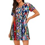 BLWSLC Camisón de manga corta con estampado de grullas de papel multicolor de origami, ropa de descanso, adecuado para caminar y ir de compras, Negro, S