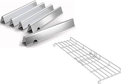 QuliMetal 66044 Grill Warming Rack and 17.1" Flavorizer Bars for Weber Genesis II 300 Series Gas Grills