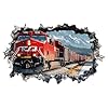 SUPERDANT 3D Wall Sticker Vintage Train 3D Break Wall Decals Forest Train Peel and Stick Large Vinyl Art Decor for Nursery Kids Room Home Living Room Bedroom TV Background Cafe Decoration 37.7x23.6in #2