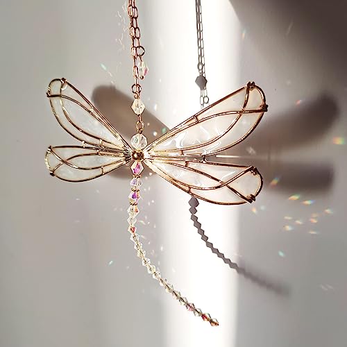 Libelle SonnenfäNger Kristalle SonnenfäNger Libellen Kristall SonnenfäNger Charm Fensterdeko HäNgend Modern Prisma Kristall Kristall Charme Windspiel Garten FüR Zuhause BüRo Garten Outdoor Deko – Bild 4